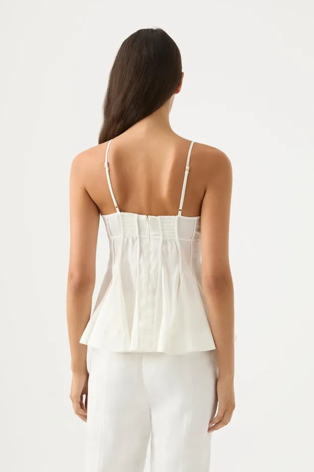 Evangeline Flared Camisole Top Ivory Women Aje Tops