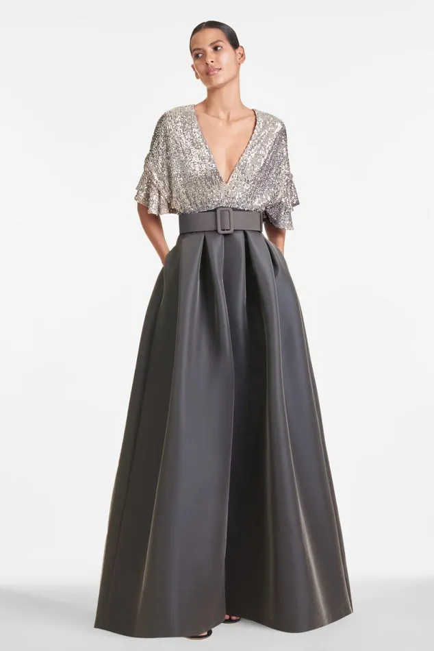 Evening Women Sachin and Babi Simone Gown 8211 Charcoal