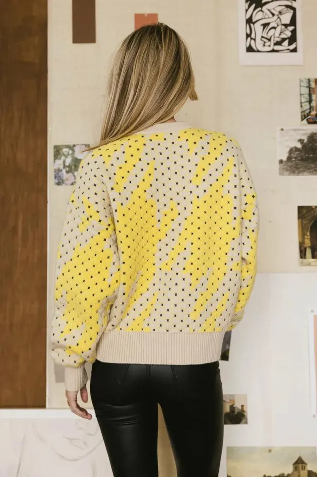 Felicity Abstract Sweater In Yellow Yellow Women Bohme Tops