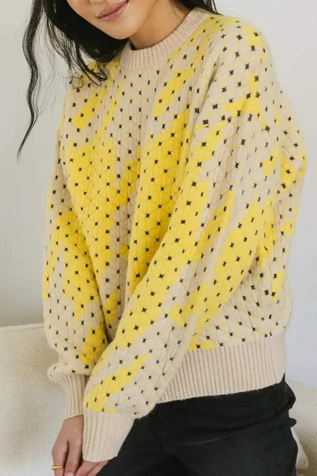 Felicity Abstract Sweater In Yellow Yellow Women Bohme Tops