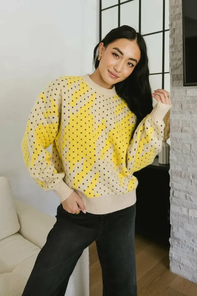 Felicity Abstract Sweater In Yellow Yellow Women Bohme Tops