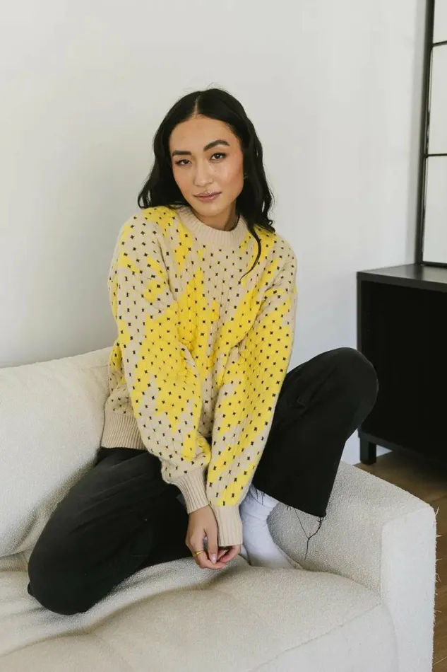 Felicity Abstract Sweater In Yellow Yellow Women Bohme Tops