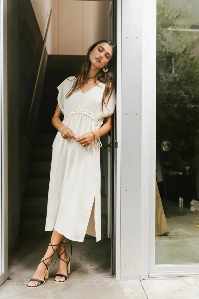 Fern Midi Dress In Natural Natural Women Bohme Dresses