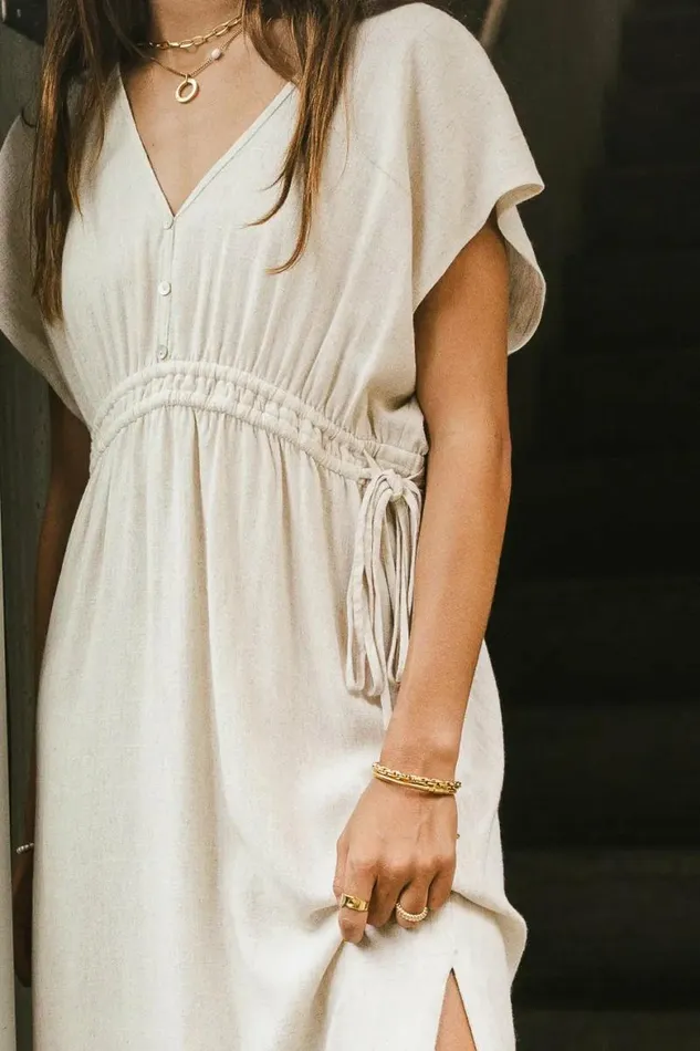 Fern Midi Dress In Natural Natural Women Bohme Dresses