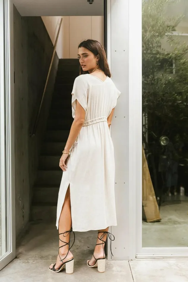 Fern Midi Dress In Natural Natural Women Bohme Dresses