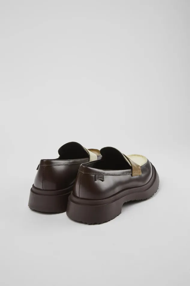 Formal Shoes Women Camper Twins Brown And White Leather Loafers Formal Shoes Women Camper Twins Brown And White Leather Loafers