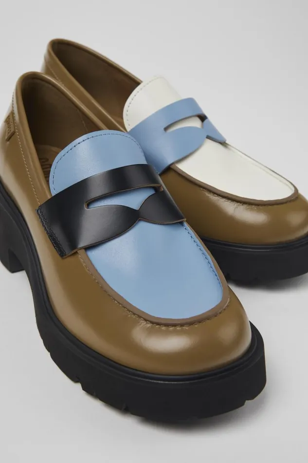 Formal Shoes Women Camper Twins Multicolored Leather Loafer