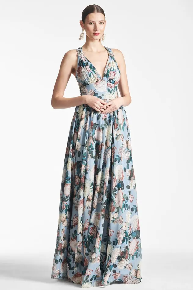Formal Women Sachin and Babi Kenzia Gown 8211 Ice Blue Garden