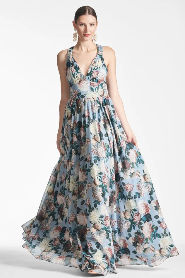 Formal Women Sachin and Babi Kenzia Gown 8211 Ice Blue Garden