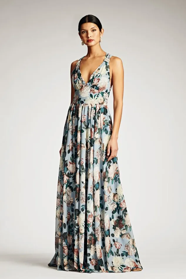 Formal Women Sachin and Babi Kenzia Gown 8211 Ice Blue Garden