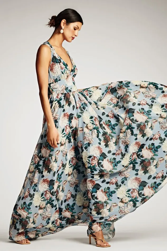 Formal Women Sachin and Babi Kenzia Gown 8211 Ice Blue Garden