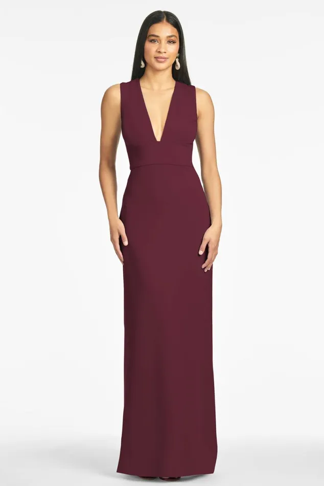 Formal Women Sachin and Babi Loretta 4Way Stretch Crepe Gown 8211 Deep Wine