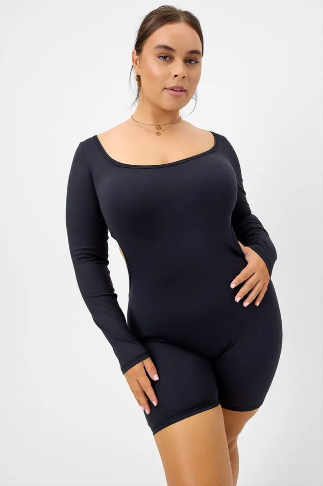 Frankies Bikinis Active Women Felix Long Sleeve Bodysuit Black
