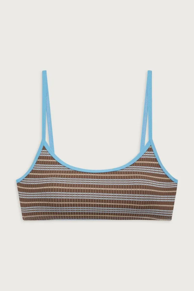 Frankies Bikinis Bikinis Women Bay View Striped Bralette Bikini Top Ocean Stone