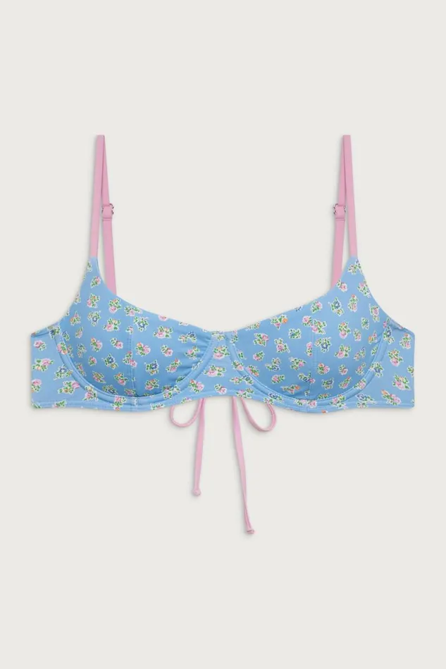 Frankies Bikinis Bikinis Women Cola Underwire Balconette Bikini Top Blue Hawaii