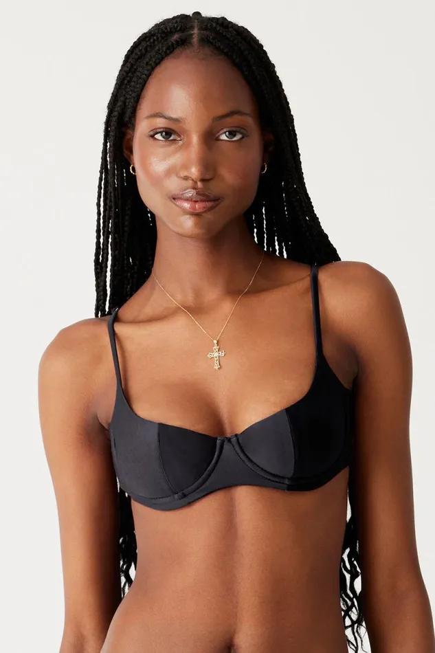 Frankies Bikinis Bikinis Women Cola Underwire Bikini Top Black