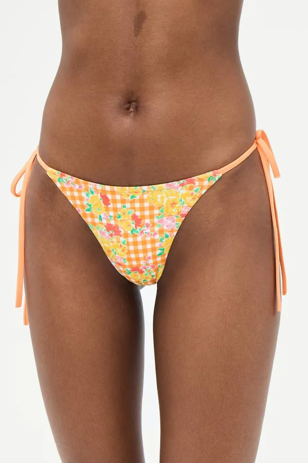 Frankies Bikinis Bikinis Women Divine Floral Skimpy Bikini Bottom Marigold Gingham
