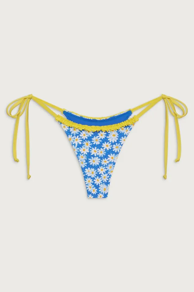 Frankies Bikinis Bikinis Women Divine Tie Side Skimpy Bikini Bottom Blue Daisy