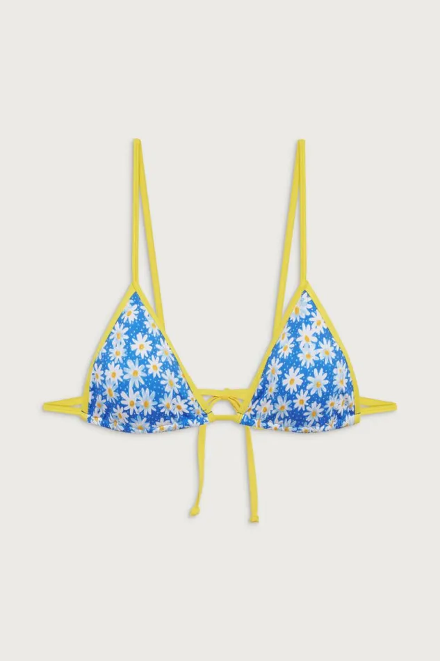 Frankies Bikinis Bikinis Women Lumia Triangle Bralette Bikini Top Blue Daisy