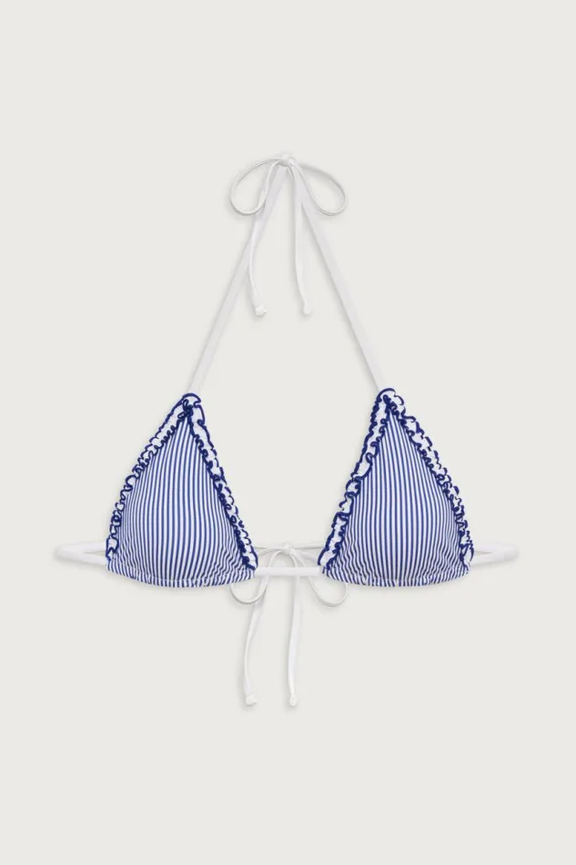 Frankies Bikinis Bikinis Women Nick Striped Triangle Bikini Top Ocean Stripe