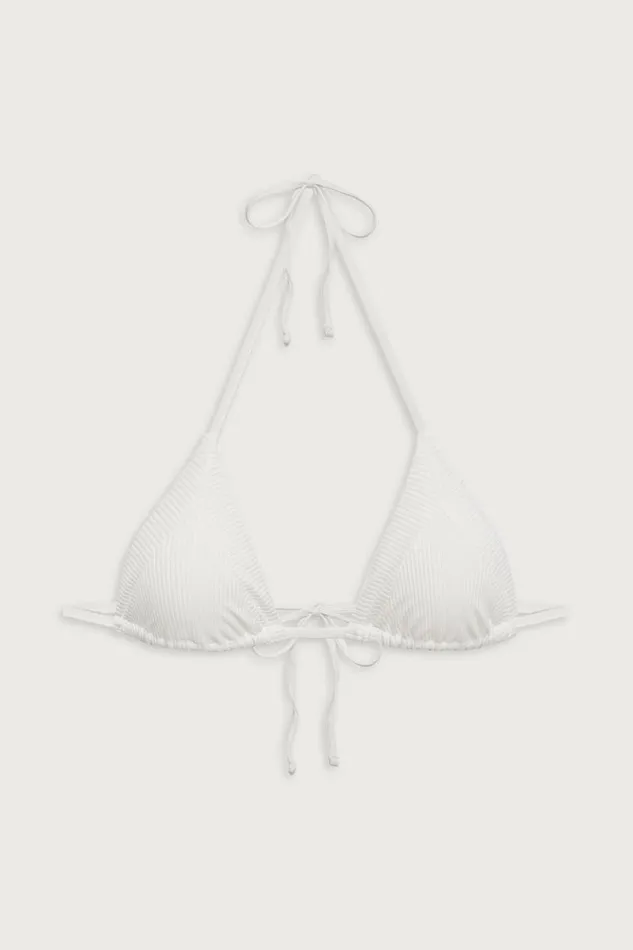 Frankies Bikinis Bikinis Women Sky Triangle Ribbed Bikini Top White