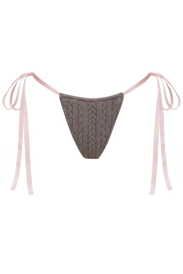 Frankies Bikinis Cloud Knits Women Kieran Cable Cloud Knit Brief Dark Pearl