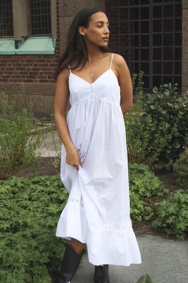Frankies Bikinis Dresses Women X DJERF AVENUE Airy Poplin Midi Dress White