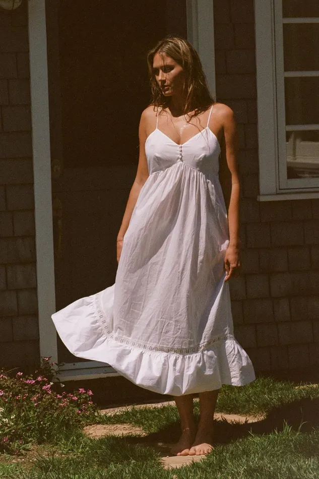Frankies Bikinis Dresses Women X DJERF AVENUE Airy Poplin Midi Dress White