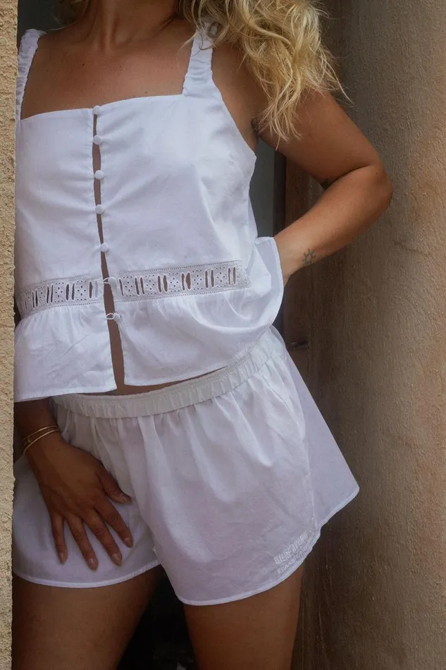 Frankies Bikinis Matching Sets Women X DJERF AVENUE Airy Poplin Mini Shorts White