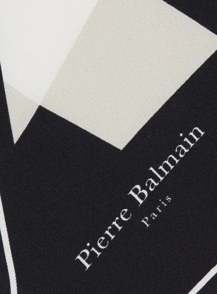 Gingham Silk Bandana Black Women Balmain Scarves