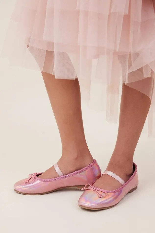 Girls 214 Flats and Sandals Cotton On Olivia Ballet Flat Pink Holographic