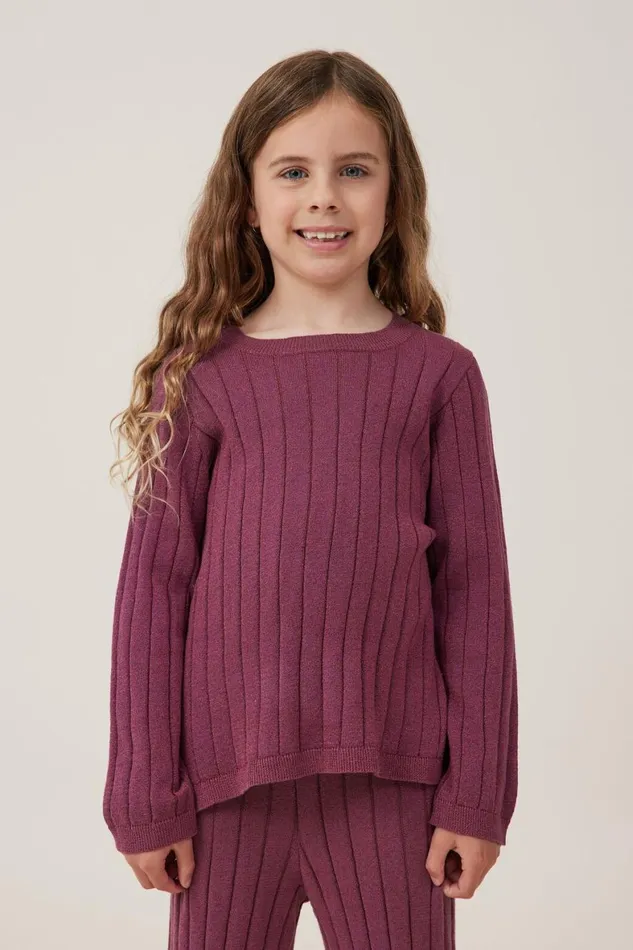 Girls 214 Jackets and Sweaters Cotton On Julia Lurex Knit Top Vintage Berry Sparkle