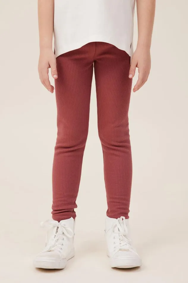 Girls 214 Leggings Pants and Jeans Cotton On Maya Fleece Legging Henna Rib