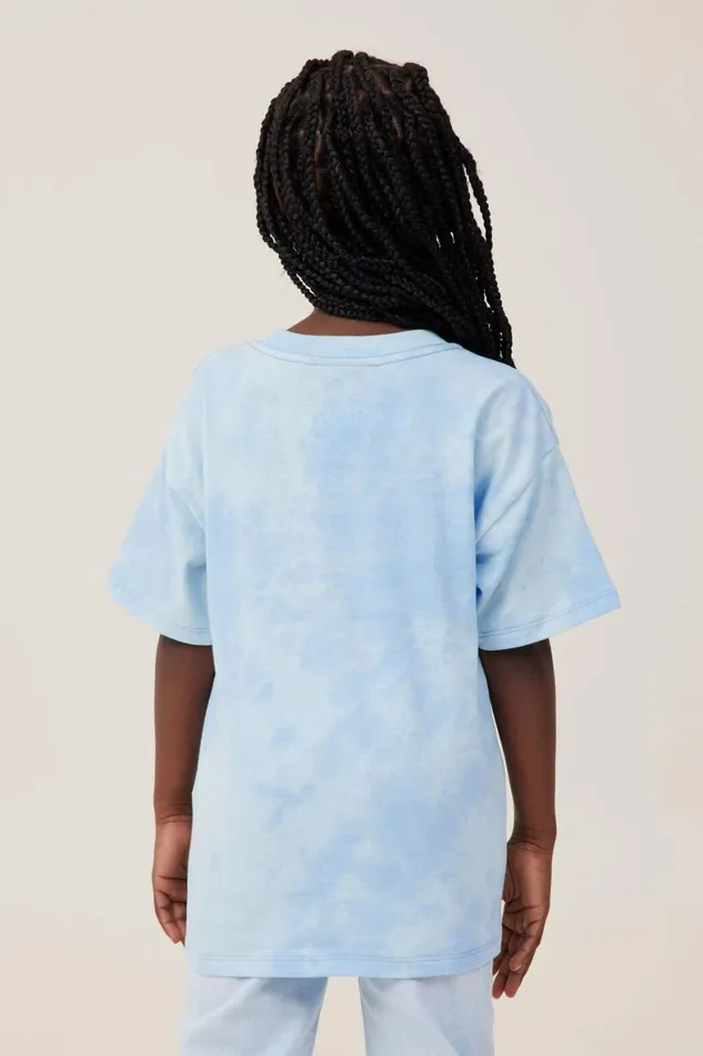 Girls 214 Tops and TShirts Cotton On License Drop Shoulder Short Sleeve Tee Lcn Bra 2pac Peacedusk Blue Tie Dye