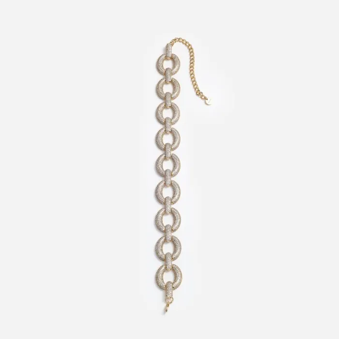 Gold Crystal Link Choker Women Self Portrait Jewellery Gold Crystal Link Choker Women Self Portrait Jewellery