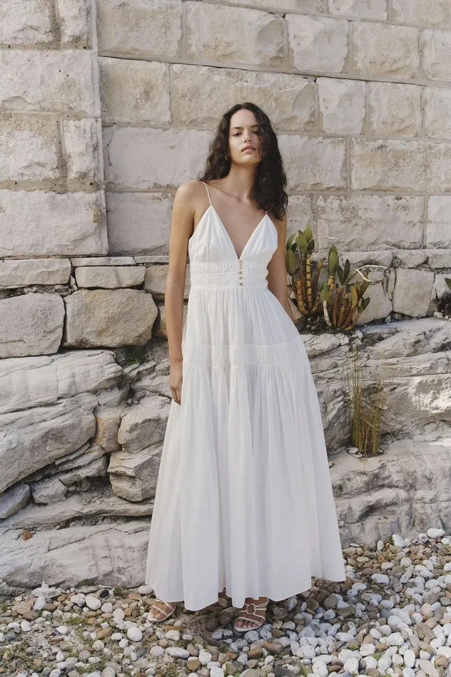 Grace Tiered Maxi Dress Ivory Women Aje Maxi Dresses