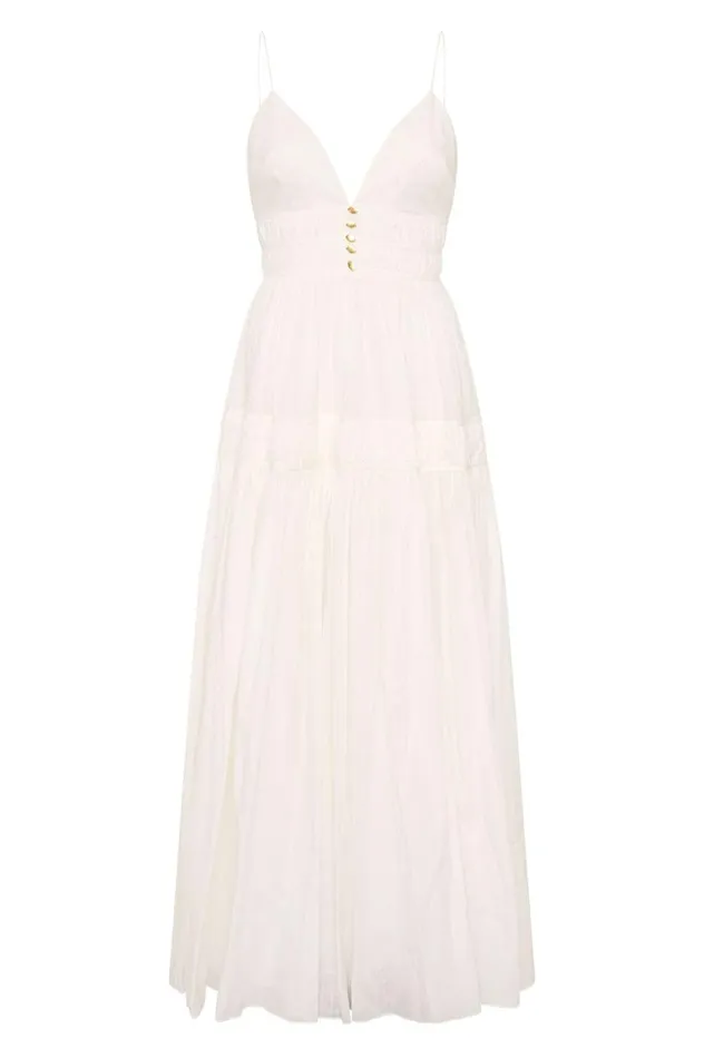 Grace Tiered Maxi Dress Ivory Women Aje Maxi Dresses