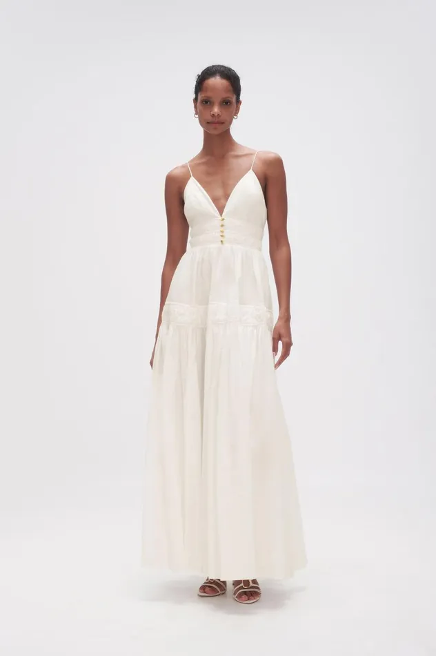 Grace Tiered Maxi Dress Ivory Women Aje Maxi Dresses