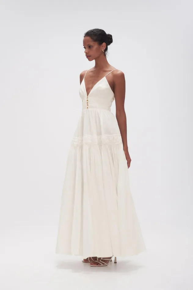 Grace Tiered Maxi Dress Ivory Women Aje Maxi Dresses