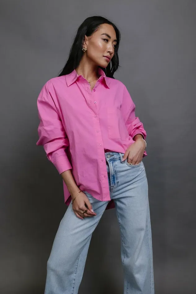 Gracie Button Up In Pink Pink Women Bohme Tops