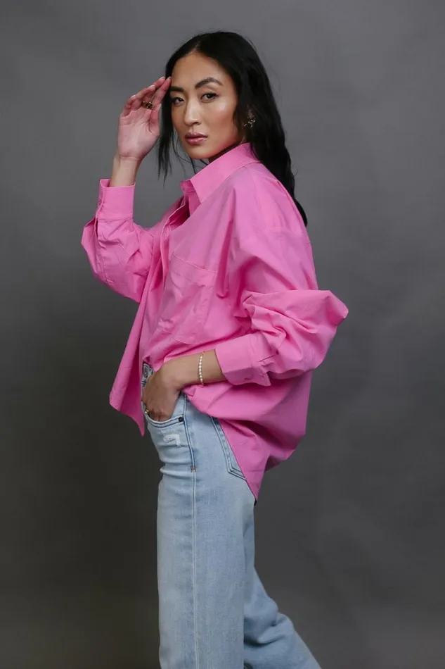 Gracie Button Up In Pink Pink Women Bohme Tops