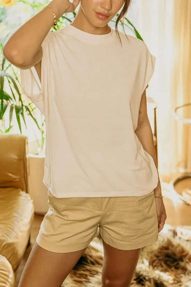Greta Muscle Tee In Cream Cream Women Bohme Tees and Tanks