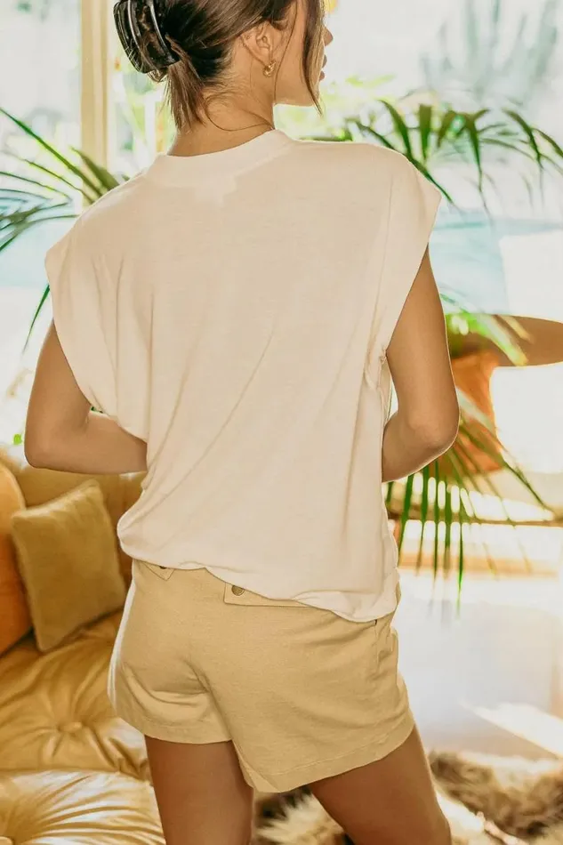 Greta Muscle Tee In Cream Cream Women Bohme Tees and Tanks