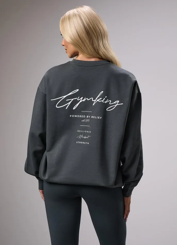 Gym King CoOrds Women Reset Oversized Crew 8211 Green Smoke