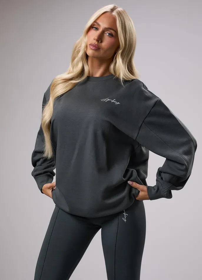 Gym King CoOrds Women Reset Oversized Crew 8211 Green Smoke