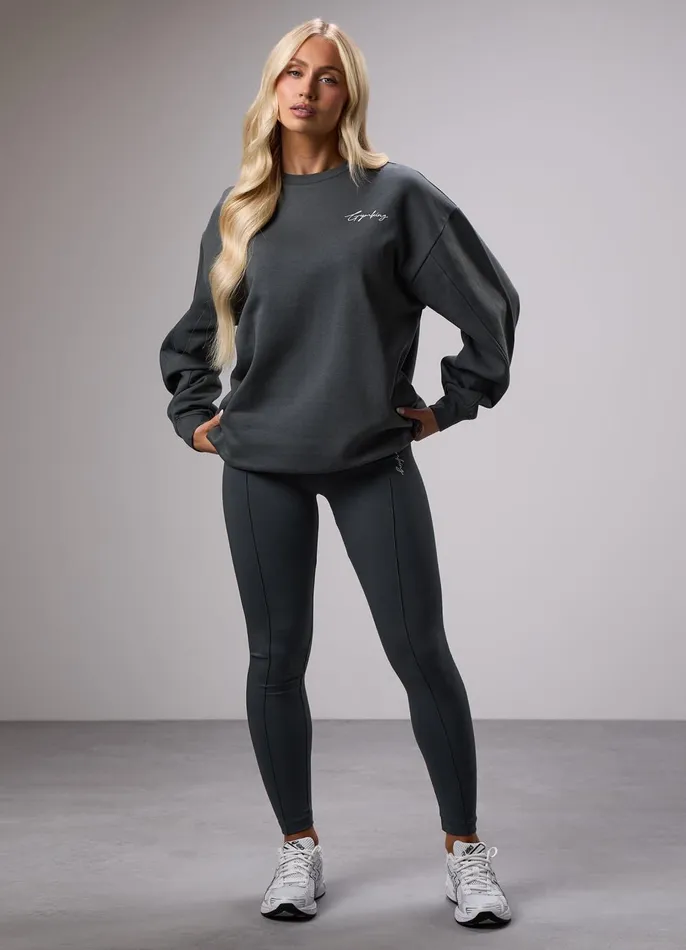 Gym King CoOrds Women Reset Oversized Crew 8211 Green Smoke
