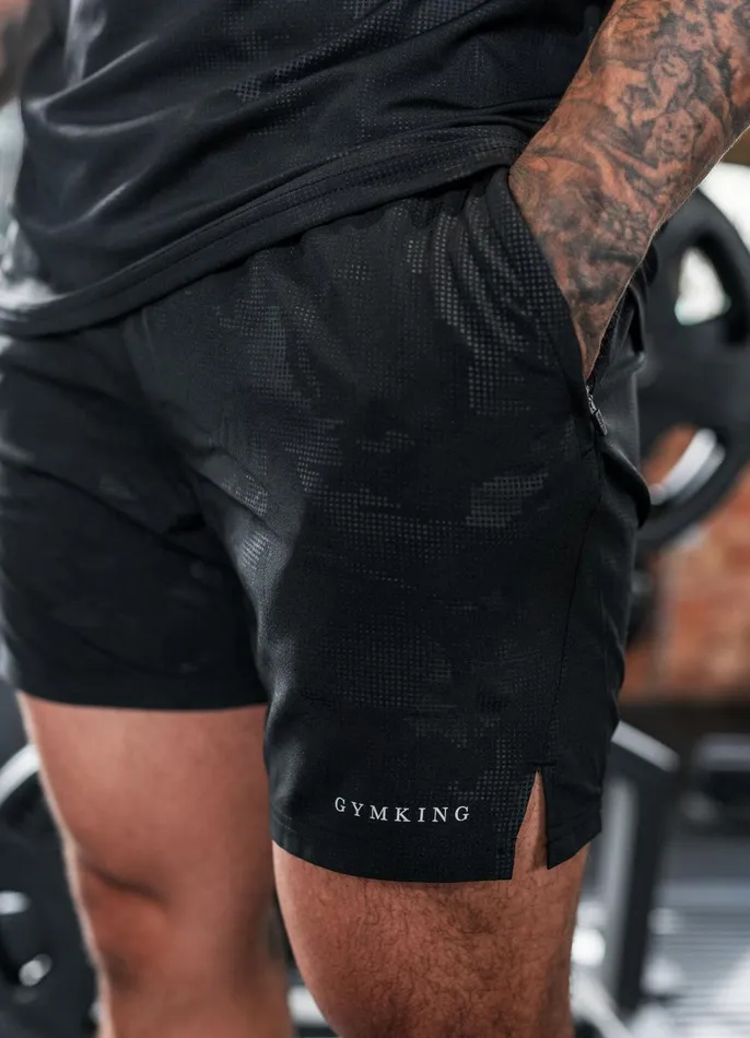 Gym King Gymwear Men Debossed Camo Short 5034 8211 Black