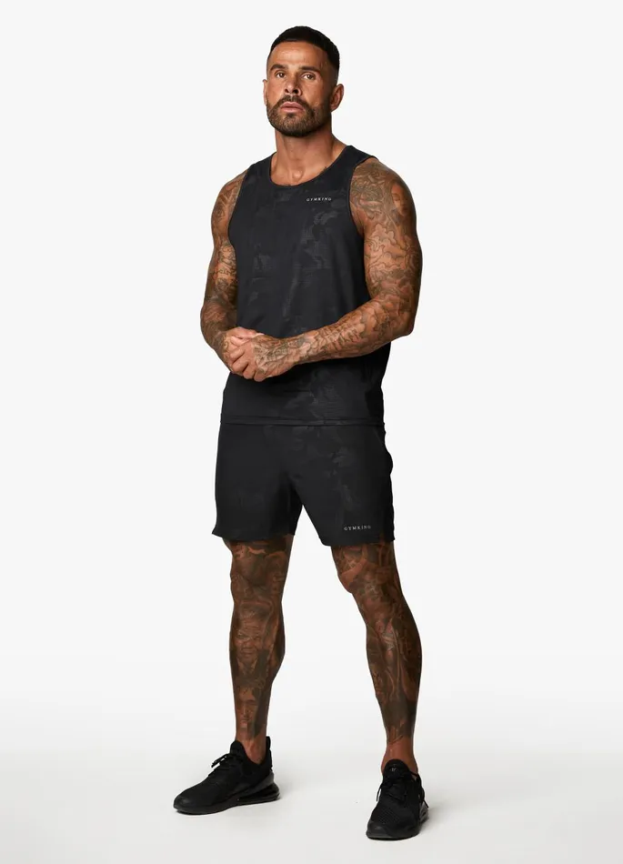 Gym King Gymwear Men Debossed Camo Short 5034 8211 Black
