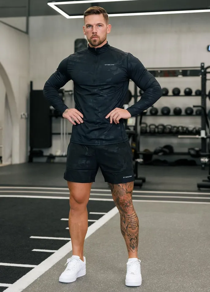 Gym King Gymwear Men Debossed Camo Short 5034 8211 Black