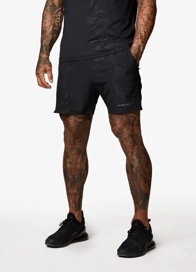 Gym King Gymwear Men Debossed Camo Short 5034 8211 Black